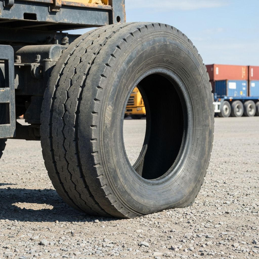 Mobile tire service technician working on semi truck